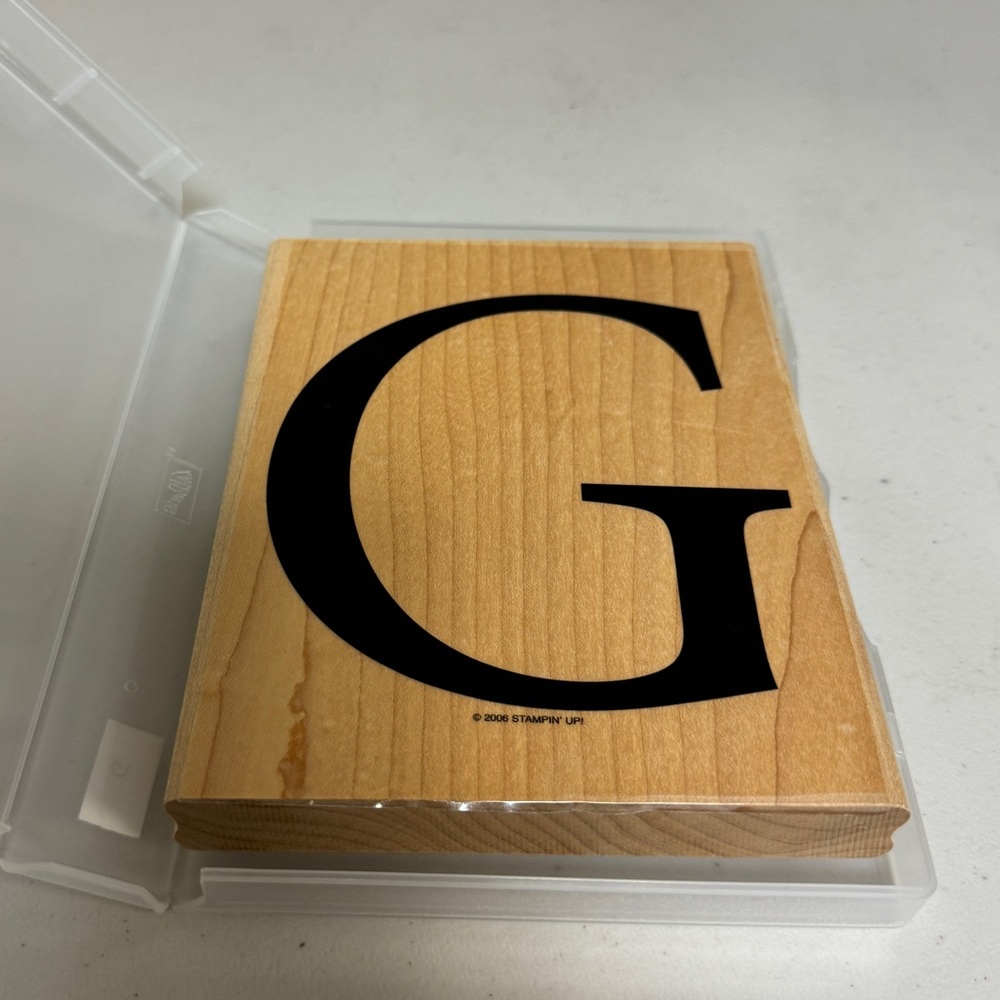 Stampin Up Retired Large G Jumbo Monogram Wood Block  Rubber Stamp Card Scrapbok